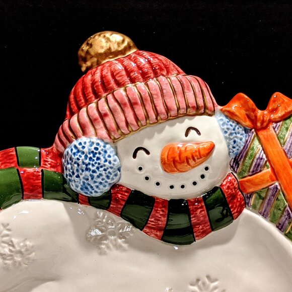 Fitz and Floyd Snowman Decorative Plate - 1995 - Picture 2 of 4